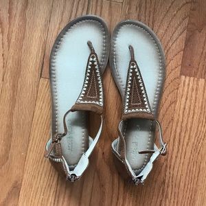 Brown and Tan Altar’d State Women’s Sandals Size 9